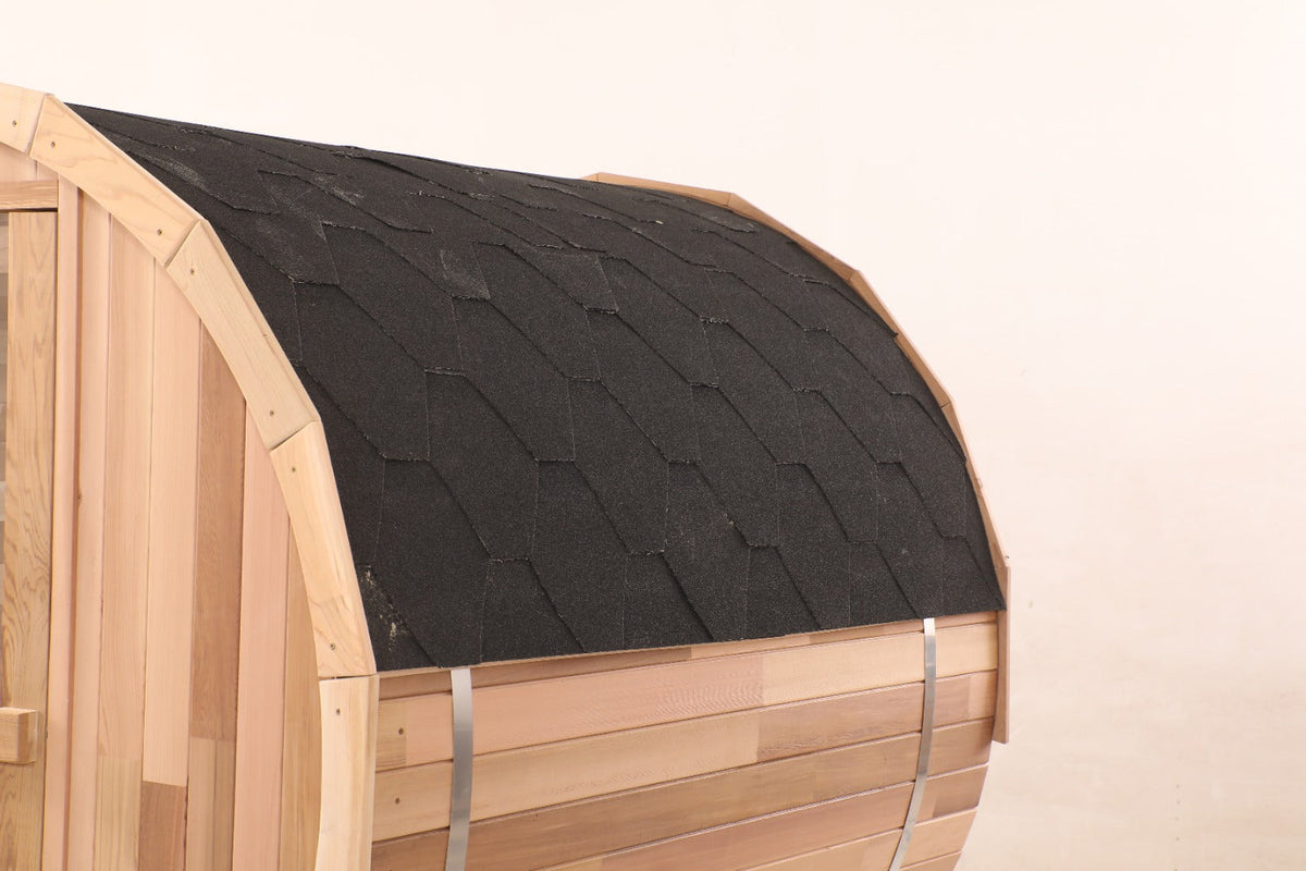 Blisspod Prague 4–6 Person Outdoor Cedar Barrel Sauna with Full Glass Back