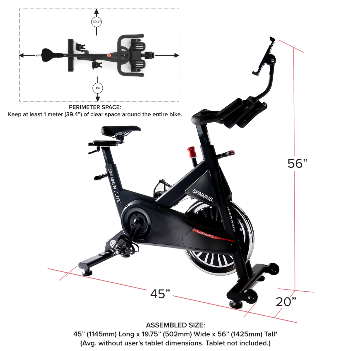 Spinning Elite Connected Spinner Bike – Belt Drive Indoor Cycle