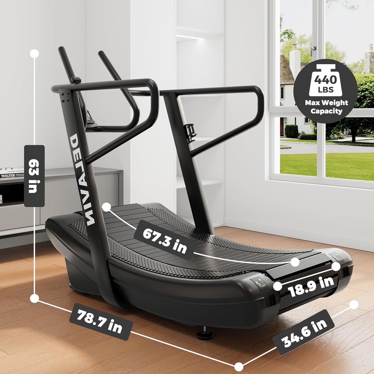 Sturdy Curved Manual Treadmill, Non Electric Motorized Treadmill