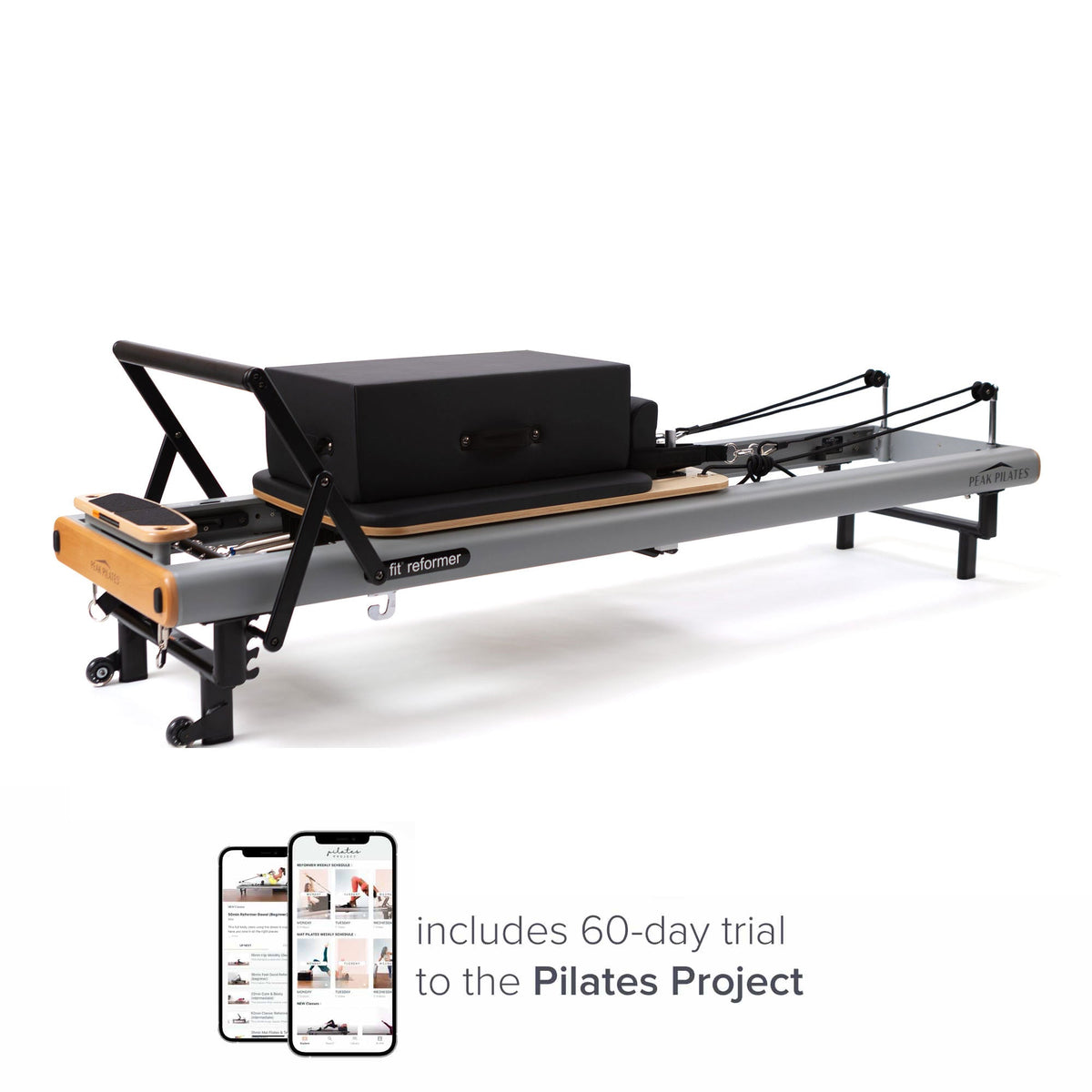 Peak Pilates fit™ Reformer with Long/Short Box – Studio-Height Pilates Reformer