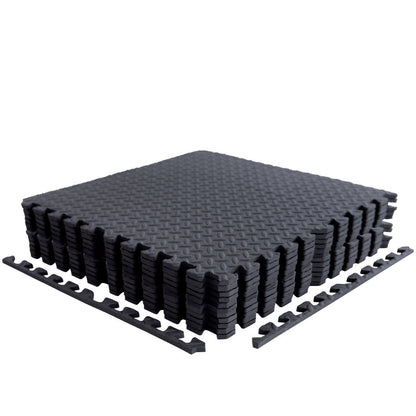 Interlocking&nbsp;Foam Gym Mats – 48 Sq. Ft. Non-Slip Exercise Flooring with 12 Puzzle Tiles and 24 Border Pieces