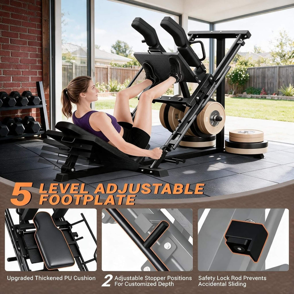 Heavy-Duty 2-in-1 Leg Press & Hack Squat Machine