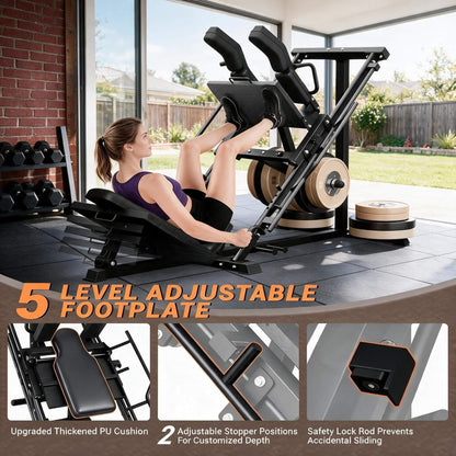 Heavy-Duty 2-in-1 Leg Press & Hack Squat Machine