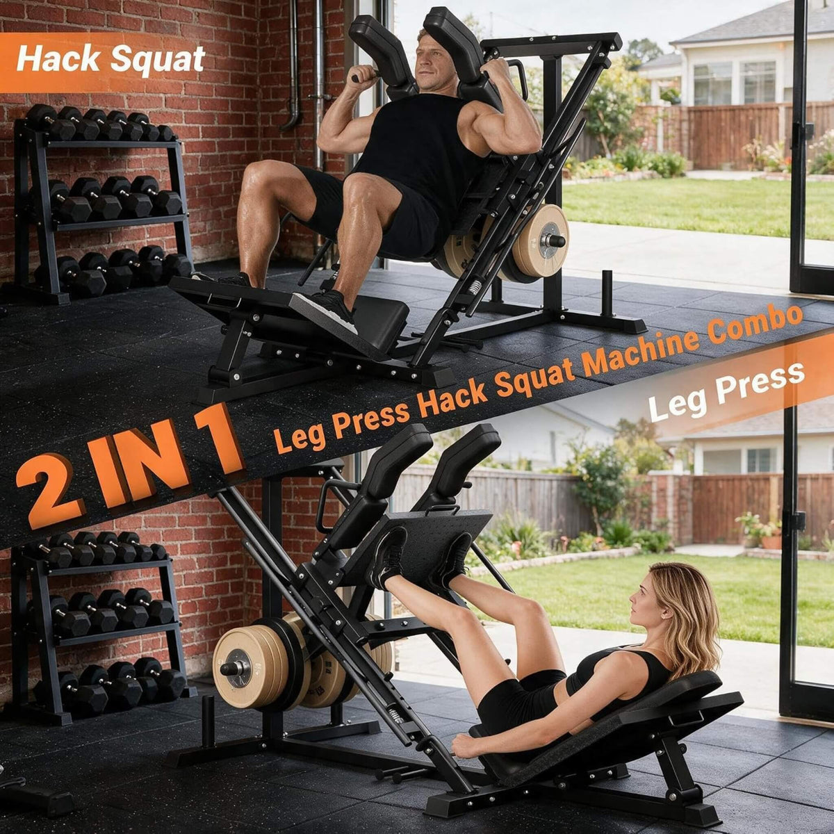 Heavy-Duty 2-in-1 Leg Press & Hack Squat Machine