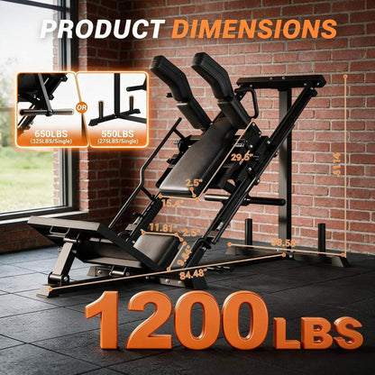 Heavy-Duty 2-in-1 Leg Press & Hack Squat Machine