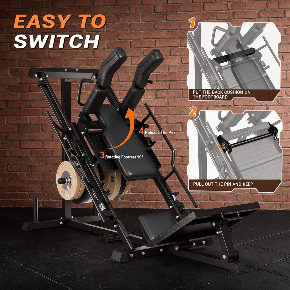 Heavy-Duty 2-in-1 Leg Press & Hack Squat Machine