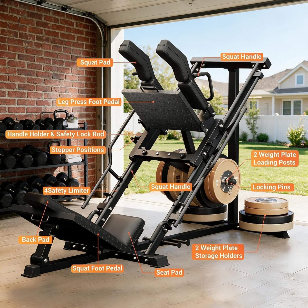 Heavy-Duty 2-in-1 Leg Press & Hack Squat Machine
