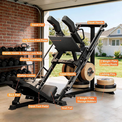 Heavy-Duty 2-in-1 Leg Press & Hack Squat Machine