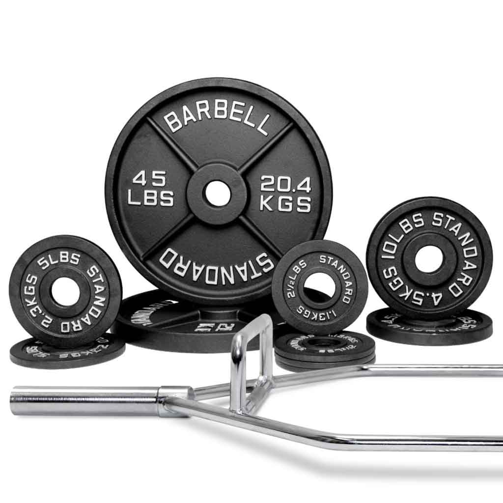 Barbell Standard Specialty Bar &amp; Weight Set Bundle Builder – Custom Olympic Weight Plate Sets with EZ Curl, Hex Trap, Swiss Multigrip and Loadable Dumbbell Bars