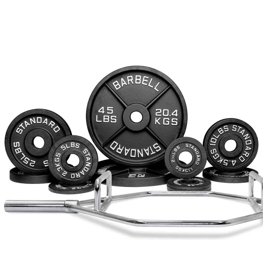 Barbell Standard Specialty Bar &amp; Weight Set Bundle Builder – Custom Olympic Weight Plate Sets with EZ Curl, Hex Trap, Swiss Multigrip and Loadable Dumbbell Bars