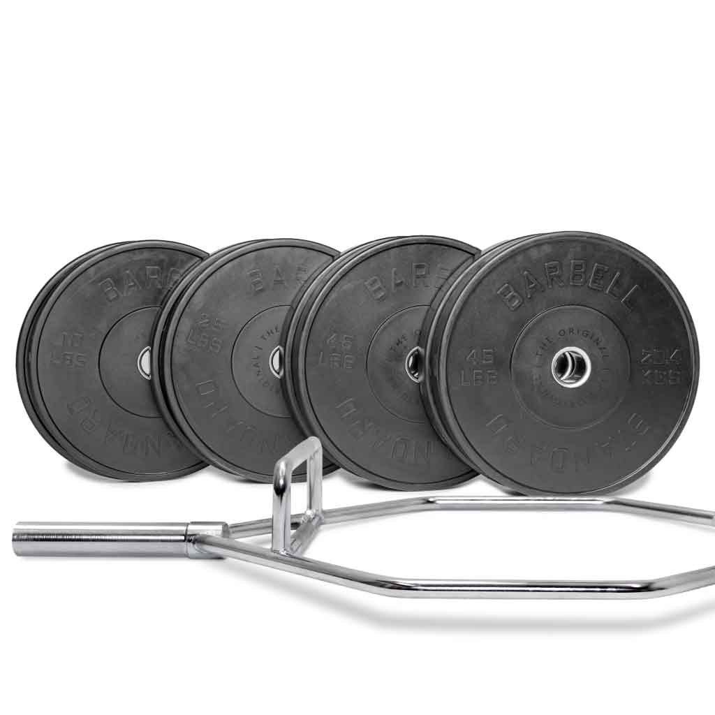 Barbell Standard Olympic Hex Trap Bar Weight Sets – 700 lb Capacity Deadlift Bar with Dual Grips and Weight Plates