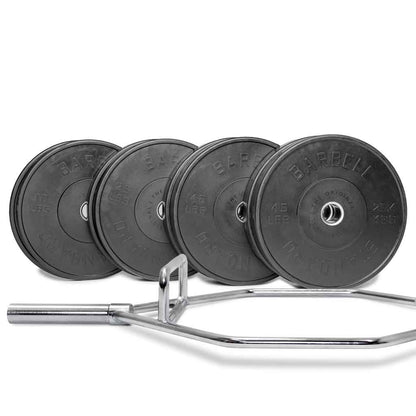Barbell Standard Olympic Hex Trap Bar Weight Sets – 700 lb Capacity Deadlift Bar with Dual Grips and Weight Plates