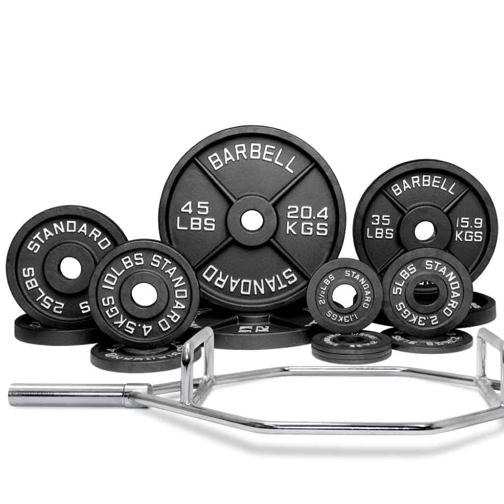Barbell Standard Specialty Bar &amp; Weight Set Bundle Builder – Custom Olympic Weight Plate Sets with EZ Curl, Hex Trap, Swiss Multigrip and Loadable Dumbbell Bars