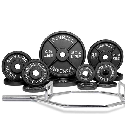 Barbell Standard Specialty Bar &amp; Weight Set Bundle Builder – Custom Olympic Weight Plate Sets with EZ Curl, Hex Trap, Swiss Multigrip and Loadable Dumbbell Bars