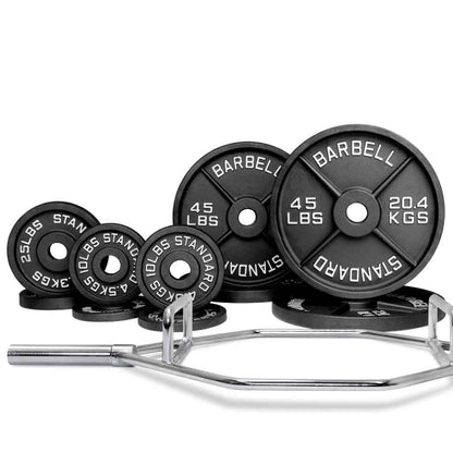 Barbell Standard Olympic Hex Trap Bar Weight Sets – 700 lb Capacity Deadlift Bar with Dual Grips and Weight Plates