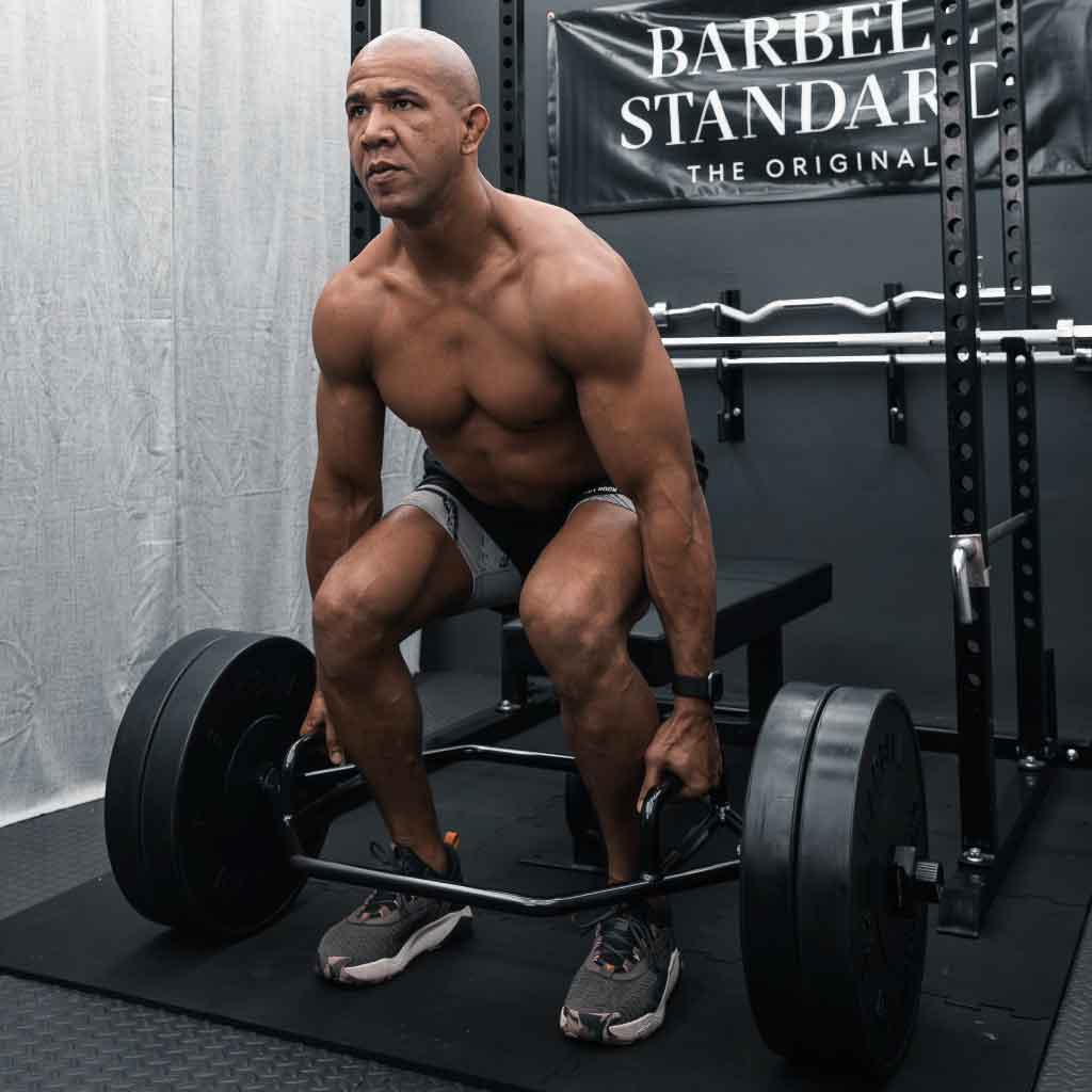 Barbell Standard Hex Bar 2.0 – Compact Olympic Trap Bar with Dual Knurled Handles, 188,000 PSI Steel and 700 lb Weight Capacity