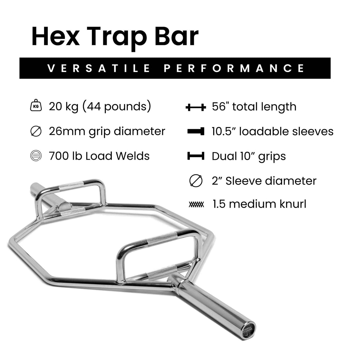 Barbell Standard Olympic Hex Trap Bar Weight Sets – 700 lb Capacity Deadlift Bar with Dual Grips and Weight Plates