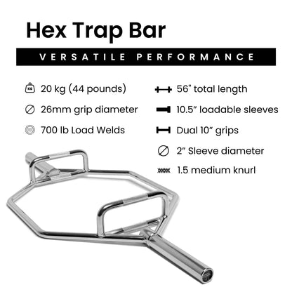 Barbell Standard Olympic Hex Trap Bar Weight Sets – 700 lb Capacity Deadlift Bar with Dual Grips and Weight Plates